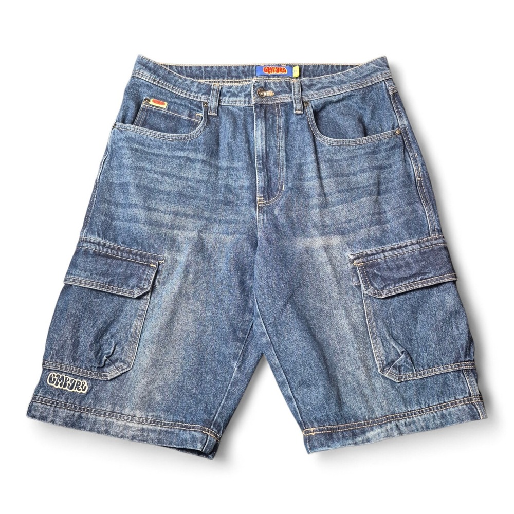 Empyre Men's 32 Denim Cargo Shorts Y2K Skater Baggy Wide Leg